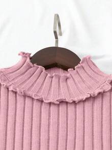 Franclia Áo len dệt kim gân phong cách Blogger thanh lịch có viền xếp nếp, tay dài, thiết kế sang trọng - Màu Hồng baby - Xem 4