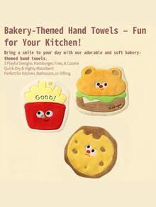 MINKOJA 1pc Hangable Thickened Coral Fleece Hand Towel Baking Themed Design Super Absorbent Fabric Kitchen Bathroom Dual Use Christmas Stocking Fillers Holiday Gift Ideas Cottage Core Aesthetic Must Haves - Multicolor - View 4