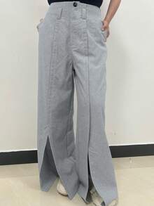 Chiquease 分叉式下擺寬腿西裝褲