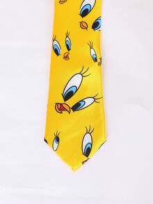 LOONEY TUNES X SHEIN 1pc Cute Yellow Chick Smiling Face Pattern Necktie - Multicolor - View 5