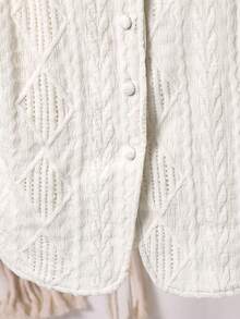 SHEIN Young Girl Sleeveless Geometric Textured Single-Breasted Casual Shirt,Geometric Texture And Micro-Stretch Fabric,Women Slim Fit Top Shirt ,Elegant And Fashionable For Commuting, Simple Fashion Casual Everyday Cami Top, Spring/Summer, Sleeveless Top,Old Money Blouses,Western Wear ,Mommy & Me. - Apricot - View 5