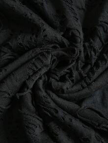 ROMWE MEN 男士休闲街头美式做旧效果英文刺绣短袖T恤 - 黑色 - 查看 7