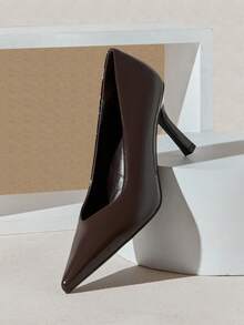 SHUZIA 女士经典优雅尖头细高跟鞋 - 巧克力棕 - 查看 6