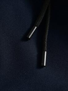 PAVTROS 男士休闲拼色抽绳直筒裤，宽松长款拼接黑色直筒运动裤，秋季 - 藏蓝色 - 查看 9