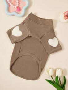 PETSIN 1 Pc Pet Cat Dog Universal Coffee Basic Elastic Knitted Soft And Comfortable Love Embroidered Cute Dog Base Hoodie - Coffee - View 3