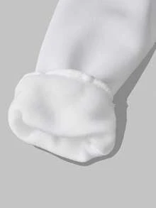 SHEIN ChillGRL 2pcs Tween Girl Letter Print Hoodie + Green Military Style Cargo Pants Set, Casual Streetwear Outfit, Autumn/Winter, School, Campus, College - White - View 4