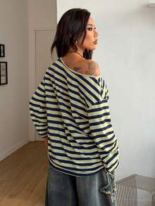 Coolane 女士春季哥特颓废风 Y2K 丘比特图案舒适不对称领口露肩长袖T恤，X Rafael Machado - 灰色 - 查看 9