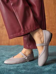 Rosivie Women's Casual Versatile Commute Simple Buckle Flat Shoes - Mauve Purple - View 6