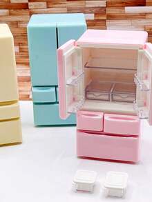 Party Decor Miniature Fridge - Double Door Tiny Refrigerator Model - Kitchen Scene Furniture - Creative Home Collectible - Multicolor - View 1