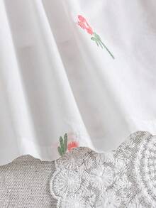 SHEIN 女婴休闲花卉刺绣无袖连衣裙，夏季 - 白色 - 查看 5