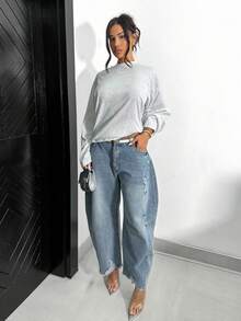 Shopreo Lässige Bluse mit langen Ärmeln, elegant, bequem, süß, ideal für Flughafen, Herbst, Rückkehr zur Schule, Herbst, Winter