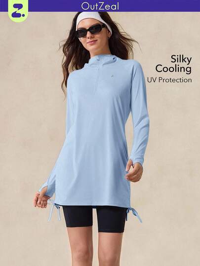 OutZeal Women UV Protection Cool Touch Silky Soft Side Drawstring Hip Length Sun-Proof Jacket Daily Casual