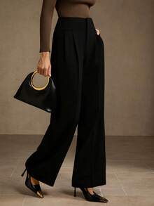 MOTF PREMIUM ELEGANT COMMUTER STRUCTURED STRAIGHT LEG DRESS PANTS - Black - View 4