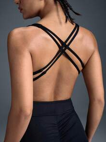 Powerista Women's Solid Color Backless Fitted Jumpsuit - Black - View 4