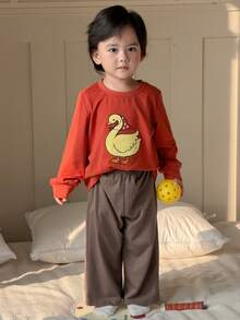 DAZY 2件套幼儿男童卡通印花长袖T恤和休闲裤睡衣套装