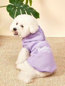 PETSIN 1 Pc Pet Cat Dog Handsome Fashion Purple Casual English Comfortable Warm Sleeveless Hooded Dog Hoodie - Purple - View 3