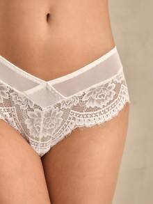 Charlaine Plain White Lace Underwear Design For Women - White - View 6