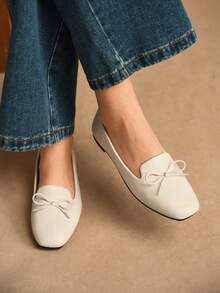 Rosivie Damen Schlüpf-Loafer mit Schleifen-Dekor - Beige - Übersicht 4