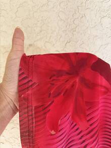 Sunnyshic 红色网纱花卉印花金属扣装饰露背吊带A字迷你连衣裙，适合春夏穿着，可作度假、优雅复古风、约会、派对、浪漫风、可爱风、百搭款。 - 紅色 - 查看 7