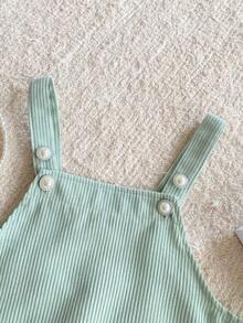 PrepCrw 1件装 少女优雅都市学院风浅绿色吊带连衣裙，适合外出、聚会、节日、春季、夏季、婚礼等场合。 - 薄荷綠 - 查看 4