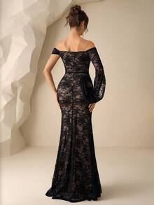 Coutiva Luxury Beaded Evening Gown, High-End Formal Dress With Elegant Vibe - Black - View 2