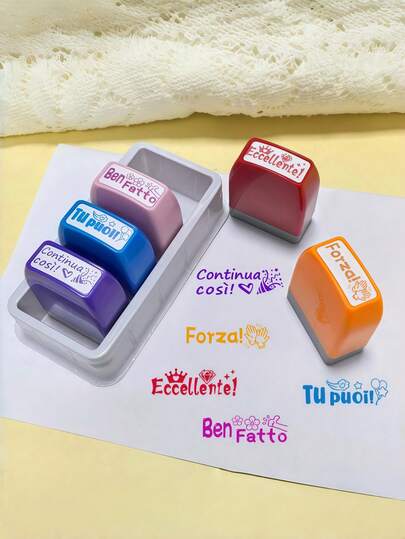 Timbro per insegnante d'italiano - Set di timbri con frasi di incoraggiamento e messaggi positivi per studenti e apprendimento