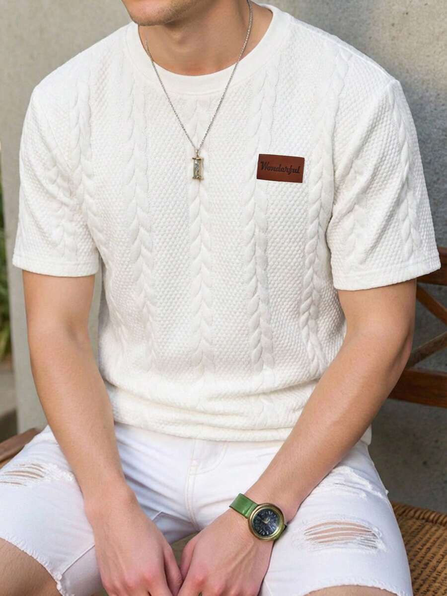 SHEIN 青少年男童休闲舒适时尚百搭圆领短袖T恤,面料柔软,适合春秋夏季节穿着,是日常穿着、户外活动、上学、街头风、派对和休闲活动的理想之选。 - 白色 - 查看 1