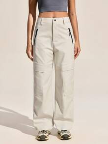 Exploreva Women's Zipper Pocket Straight Loose Casual Hiking Pants