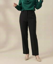 Pantalón de vestir para dama tela tipo sastrera pierna recto tiro alto - Negro - Ver 1