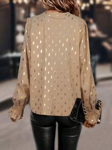 SHEIN PETITE 女士梭织镀金休闲夏季衬衫 - 杏色 - 查看 2