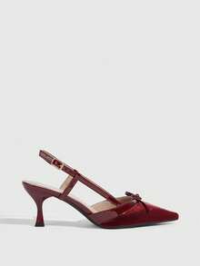 CUCCOO SZL Women's Fashionable Elegant Party Pumps With Bow Decor Pointed Toe Valentine's Day - Red - View 2