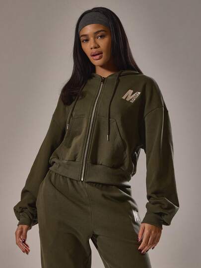 Musera Sport Sport Embroidered M Zip Through Hoodie Tracksuit Top Only Active Gym Workout Casual Sonder Spring