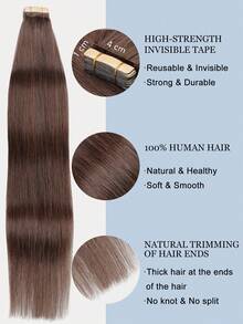 20PCS Straight Tape In Human Hair Extensions 100% Real Remy Human Hair 14-24inches Natural High Quality 50G/Pack For Salon Silky Seamless Invisible PU Tape In Hair Extensions - S4A - View 5