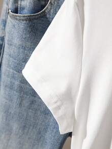 Resyla Áo nữ dáng ôm, xếp ly, in họa tiết hoa và bướm, màu trắng, thích hợp mặc ngoài trời, đa năng và thanh lịch, phù hợp cho mùa tựu trường, Ngày Nhà giáo. - trắng - Xem 4