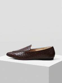 Mnmlis Women's Casual Versatile Commuting Minimalist Textured Flats For Christmas - Coffee Brown - View 11