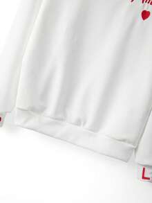 Resyla Women's Fashionable Heart Embroidery Crew Neck Sweatshirt, Suitable For Spring/Summer, Valentine's Day