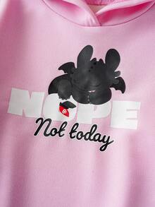 SHEIN How to Train Your Dragon 2pcs Baby Girl Casual Comfortable Long Sleeve Hooded Sweatshirt And Versatile Pants Set - Multicolor - View 4