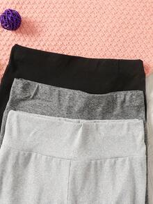 SHEIN 少女修身休闲中腰三件套七分紧身裤 - 彩色 - 查看 4