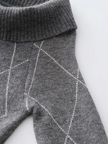 Franclia Rhombus Plaid Off Shoulder Thick Sweater For Women, Elegant Autumn/Winter - Dark Grey - View 5
