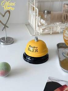 1pc Cartoon Metal Handheld Service Bell In Yellow/Pink/Coffee Color For Restaurant, Reception, Pet Training, Game, Teacher, Lunch, Bar Or Hotel Best Gifts Birthday Graduation