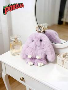 POKOJA LAND - BESTSELLERS 1个可爱兔子毛绒挂件，蓬松兔子钥匙扣装饰，适用于复活节、手机、车钥匙、汽车配件、包包、生日、圣诞节、情人节礼物精选、复活节礼物 - 彩色 - 查看 7