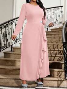 Fleurora Elegant Party Wedding Concert/Music Festival Ruffle Hem Diamante Dresses For Women Winter Dress Costume For Women Christmas Women's Clothing Long Party Dresses Wedding Guest Dress For Women Chic Dress Country Concert Outfit Pink Dress Wedding Guest Dress For Women Elegant Dresses For Women Formal Dress Valentine Outfits For Women Plus Size Elegant Dress Curve Elegant Dress Pink Long Sleeve Dress Elegant Woman Clothing Elegant Women Clothing Emory Rose Plus Size Dress Long Sleeve Elegant Dress Long Sleeved Dress Pink Formal Dress Elegant Ceremony Dresses Casual Outfit For Women  Spring Dress Summer Dress  Party Dress  Luxury Evening Dresses For Women   Formal Dress  Cocktail Party  Weddings & Events Sparkly Dress Pink Dress - Pink - View 4