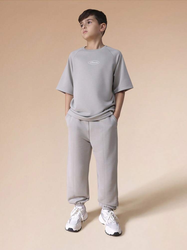 Crew Neck Tee And Jogger Set With Logo