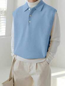 Claim Dot Gilet en tricot de couleur unie pour hommes, décontracté pour l'automne/l'hiver