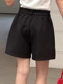 DAZY Tween Girls' Solid Color High Waist Casual Loose Shorts Summer - Black - View 6