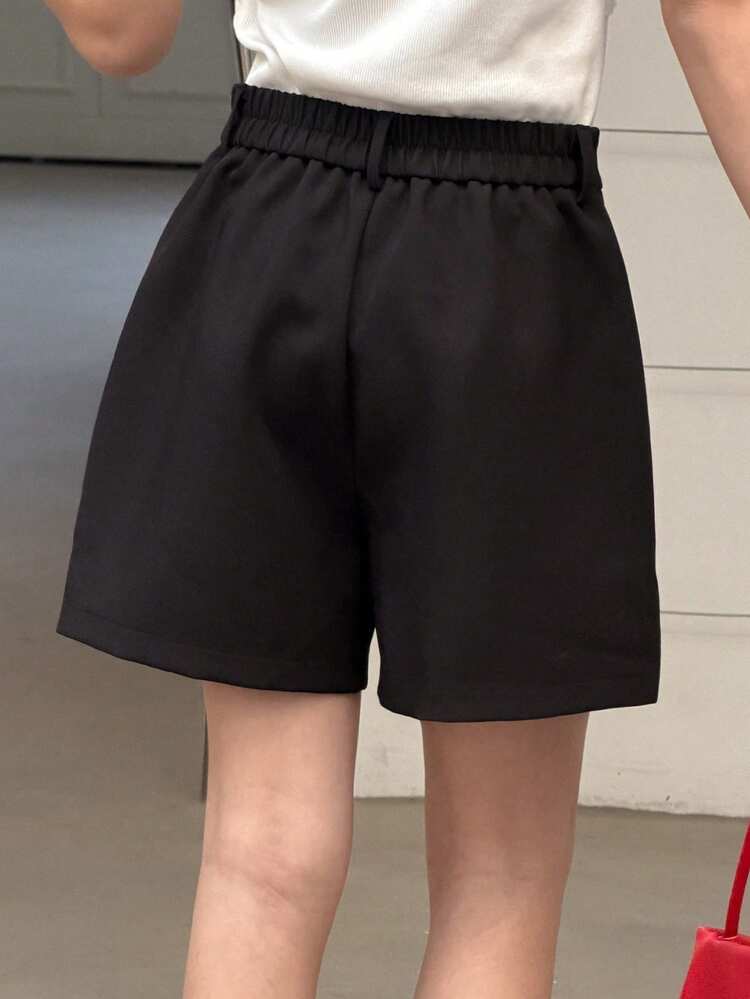 Tween Girls' Solid Color High Waist Casual Loose Shorts Summer
