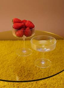 Joivida 1PC Striped High Foot Glass Dessert Cup Ice Cream Cup, Transparent Glass, Striped, High Legged, Suitable For Desserts And Drinks,170/250ml - Clear - View 4