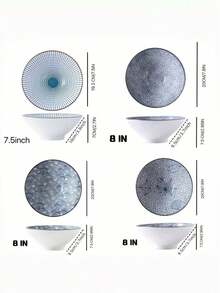 Bộ 2/4 bát cơm gốm Nhật Bản, 8 inch, Bộ 2/4, Bát mì ramen bằng gốm, Dùng được trong lò vi sóng và máy rửa chén, Hình bầu dục, Lý tưởng để đựng mì, súp, salad - Hoàn hảo cho nhà bếp & phòng ăn, Đồ dùng học tập - màu sắc hỗn hợp - Xem 8