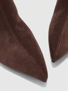 CUCCOO BIZCHIC Botas de tacón alto de color borgoña de moda para mujer - Marrón Chocolate - Ver 8