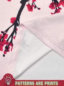 Glimmora Y2K 女式印花T恤，梅花图案，适合秋冬季节，时尚印花T恤，潮流T恤，送给兄弟姐妹的礼物，送给姐妹的礼物，可爱T恤，2000年代复古T恤，休闲简约，时尚连帽V领T恤 - 彩色 - 查看 5